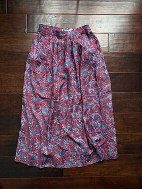 Vintage Boho Pappagallo Purple Paisley Midi Skirt